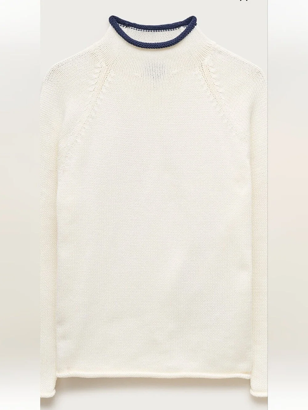 J. CREW 1988 Rollneck™ Ivory sweater w/ Navy tipping Sz NWT $118 CQ897 Medium